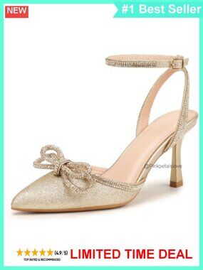 Rhinestone Bow Closed Toe Stiletto Heels Pointed Toe Pumps